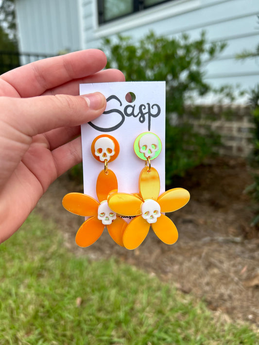 Skull Daisy Orange
